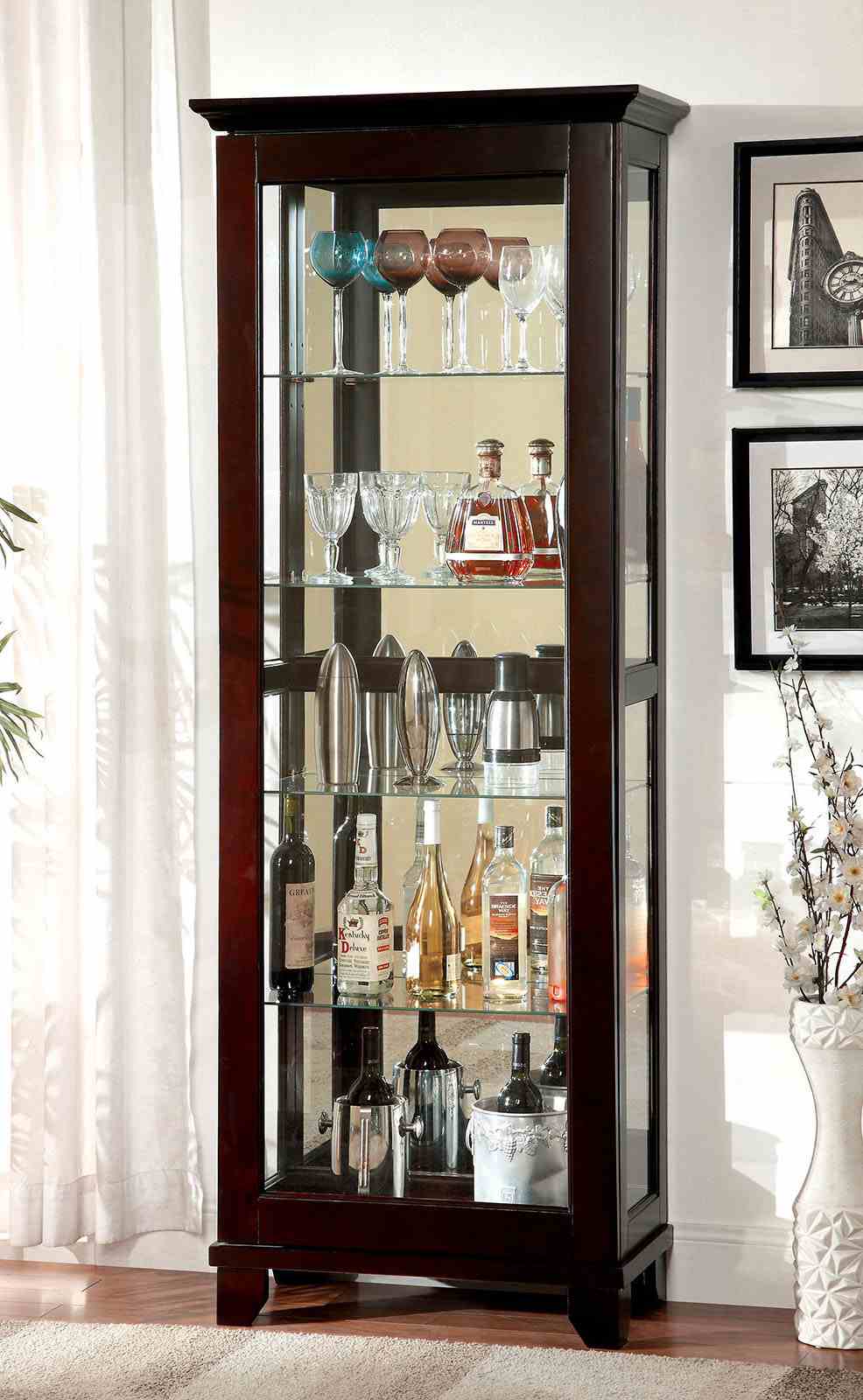 Ludden Contemporary Curio Cabinet with Sliding Glass Door - 