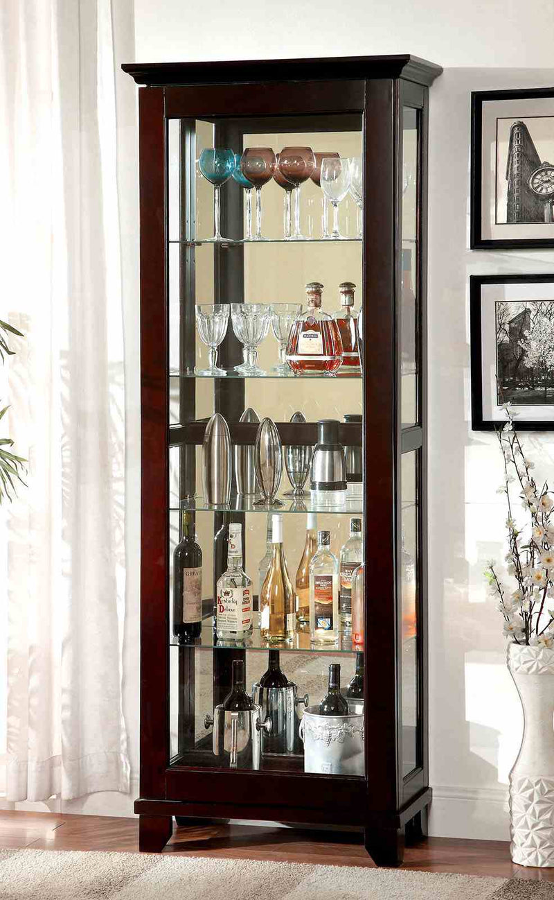Ludden Contemporary Curio Cabinet with Sliding Glass Door - Dark Walnut