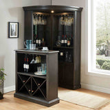 Voltaire Traditional Home Bar Collection - Lighted Corner Curio with Wine Storage & Standing Bar Table – Brown & Gray, view 9