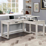 Galarga L-Shaped Corner Desk with Lift-Top - USB Port & Power Outlet in Antique White – White, view 2