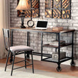 Cori Industrial Metal Desk with Wire Shelving & Caster Wheel Accents - 