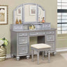 Athy Transitional Vanity Set with Stool - Silver