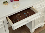 Athy Transitional Vanity Set with Stool - 3-Sided Mirror & Storage Drawers – Silver & White, view 3