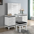 Madonna Contemporary Lighted Vanity with Tri-Fold Mirror & Stool - 