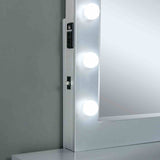 Margret Glam Vanity Set with Lighted Mirror & Stool - USB Outlet & Beveled Glass Top in White & Gray – White & Gray, view 4