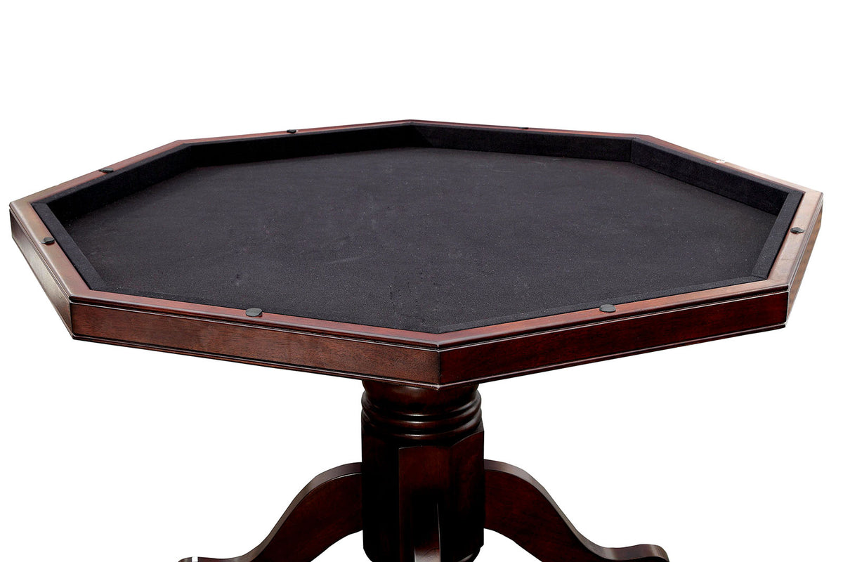 Rowan 48" Convertible Game & Dining Table, Set & Arm Chair - Cup Holders & Pedestal Base in Cherry – Brown, view 5