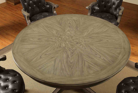 Yelena 54" Round Convertible Game Table, Set & Arm Chair - Cup Holders, Pedestal Base & Casters in Gray – Gray & Black, view 6