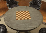 Yelena 54" Round Convertible Game Table, Set & Arm Chair - Cup Holders, Pedestal Base & Casters in Gray – Gray & Black, view 11