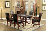 Melina 88" Convertible Game & Dining Table, 7-Piece Set & Caster Arm Chairs - 7pcs- Game Table + 6 Chairs