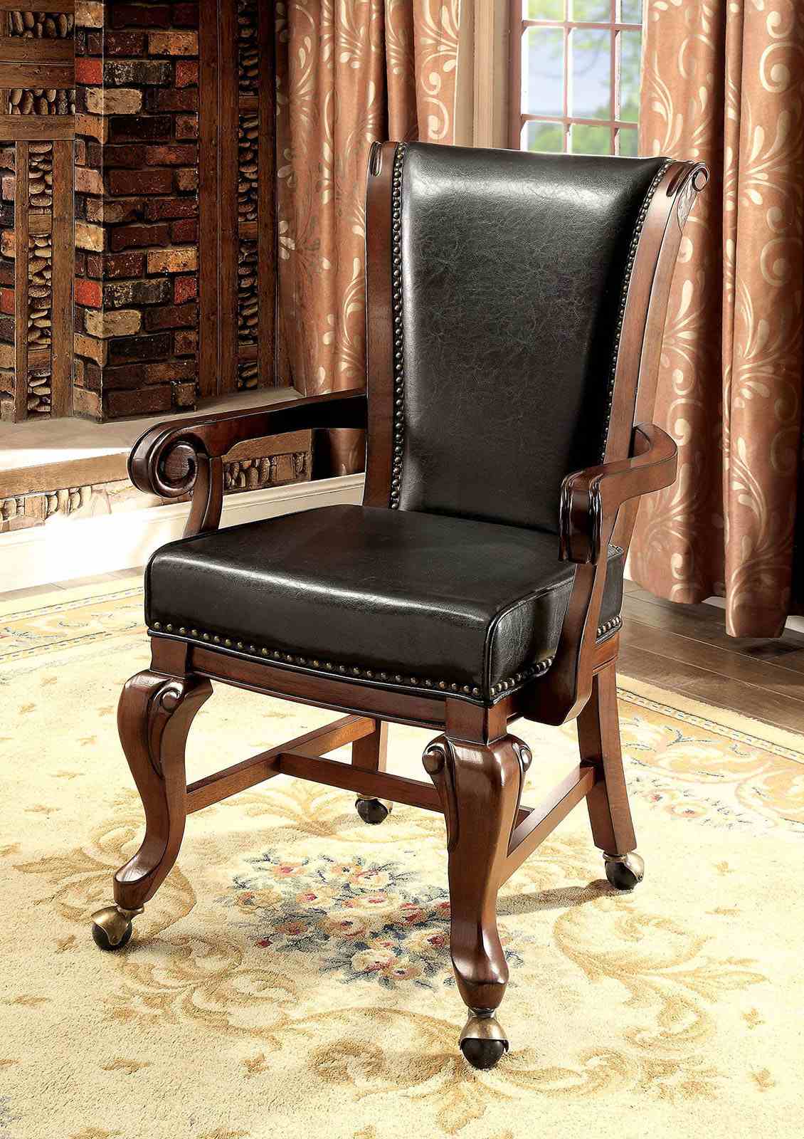 Melina 88" Convertible Game & Dining Table, 7-Piece Set & Caster Arm Chairs - 2 Arm Chairs with Casters