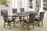 Melina 88" Convertible Game & Dining Table, 7-Piece Set & Caster Arm Chairs - Cup Holders & Double Pedestal in Brown Cherry or Gray – Brown & Gray, view 20