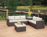 Davina Contemporary 3-Piece Outdoor Patio Sectional Set with Ottoman - 