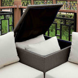 Davina Contemporary 3-Piece Outdoor Patio Sectional Set with Ottoman - Faux Rattan & Aluminum – Brown & Beige, view 2