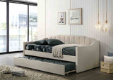 Kosmo Channel-Tufted Upholstered Twin Daybed with Trundle - 