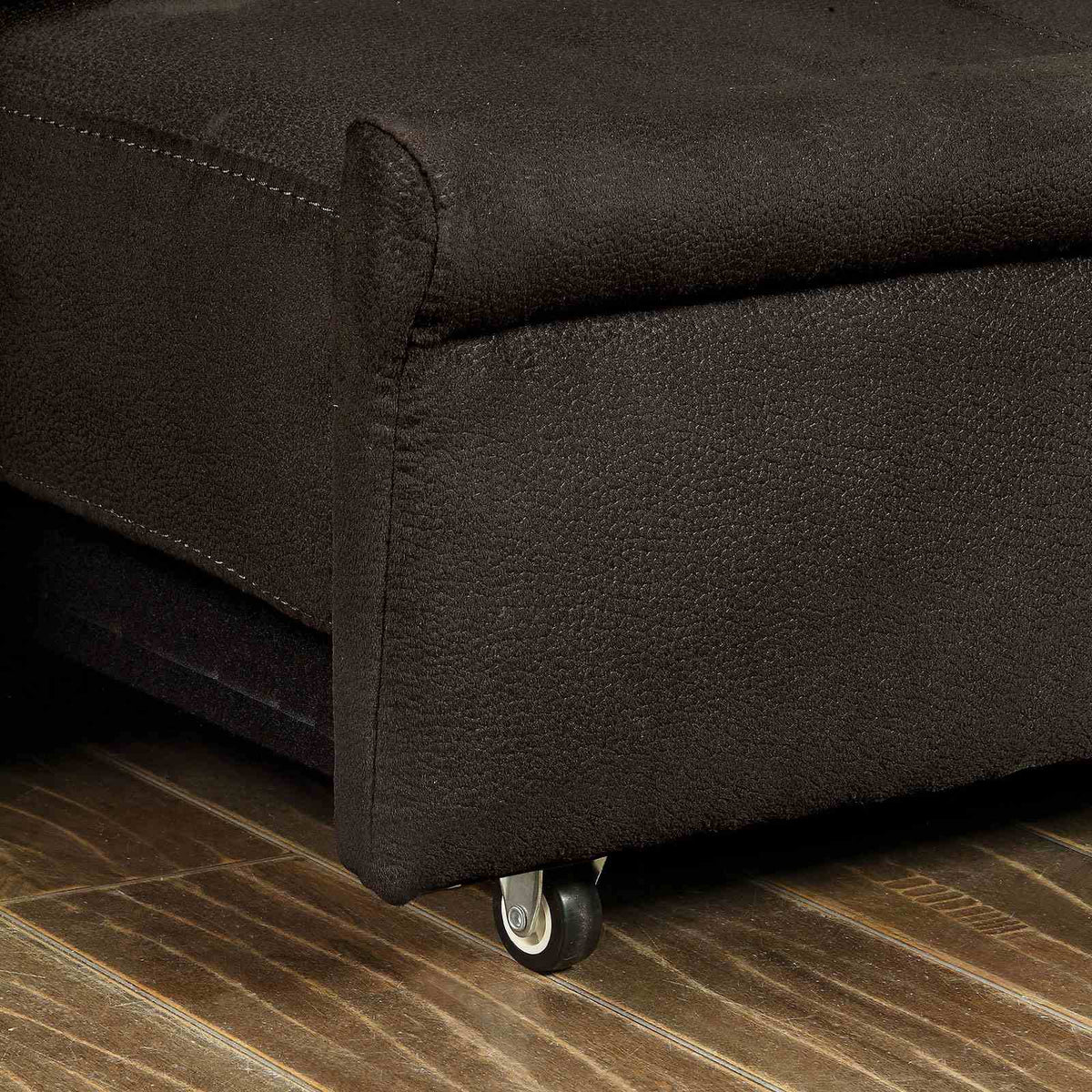 Mavis Button Tufted Futon Sofa Bed with Pull-Out Underseat Base & Cup Holders - Dark Brown – Brown, view 8
