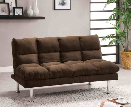 Saratoga Contemporary Futon Sofa Bed - Microfiber with Chrome Legs
