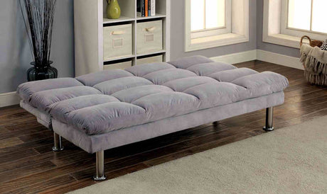 Saratoga Contemporary Futon Sofa Bed - Microfiber with Chrome Legs – Brown & Gray, view 5