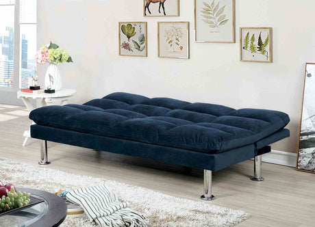 Saratoga Contemporary Futon Sofa Bed - Microfiber with Chrome Legs – Brown & Gray, view 6