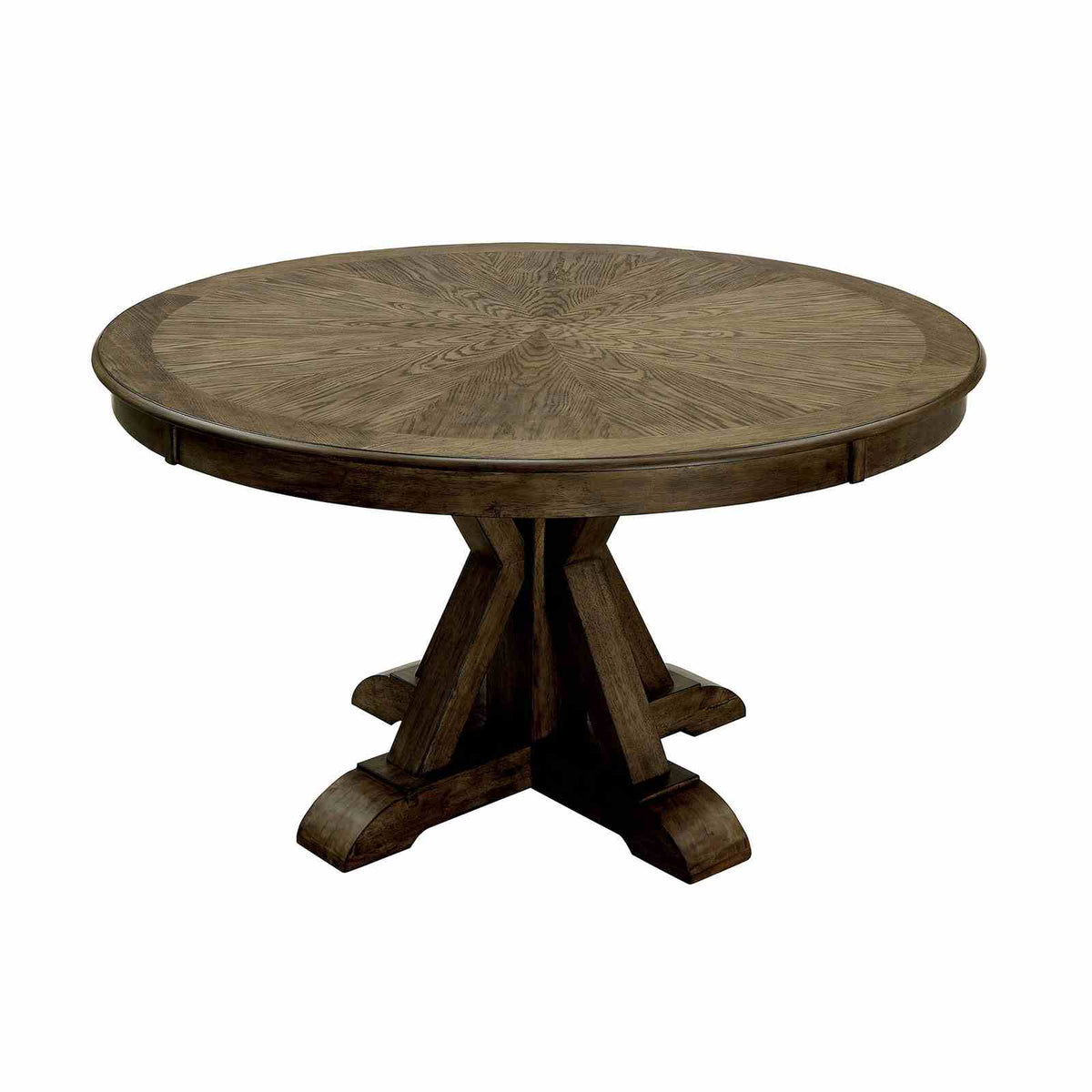 Julia Rustic Dining Collection with Nailhead Trim - Round Pedestal & Extendable Trestle Tables, Chairs & Wine Server in Light Oak – Natural & Beige, view 5