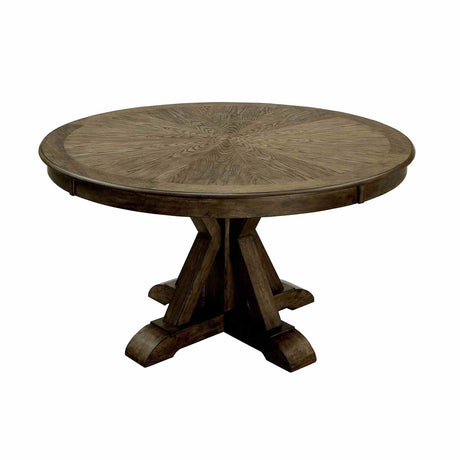 Julia Rustic Dining Collection with Nailhead Trim - Round Pedestal & Extendable Trestle Tables, Chairs & Wine Server in Light Oak – Natural & Beige, view 5
