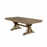 Julia Rustic Dining Collection with Nailhead Trim - Round Pedestal & Extendable Trestle Tables, Chairs & Wine Server in Light Oak – Natural & Beige, view 11