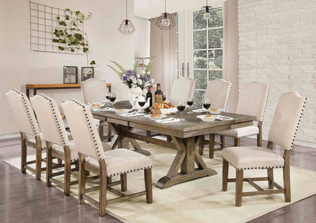 Julia Rustic Dining Collection with Nailhead Trim - Extendable Table Only (72"-90")