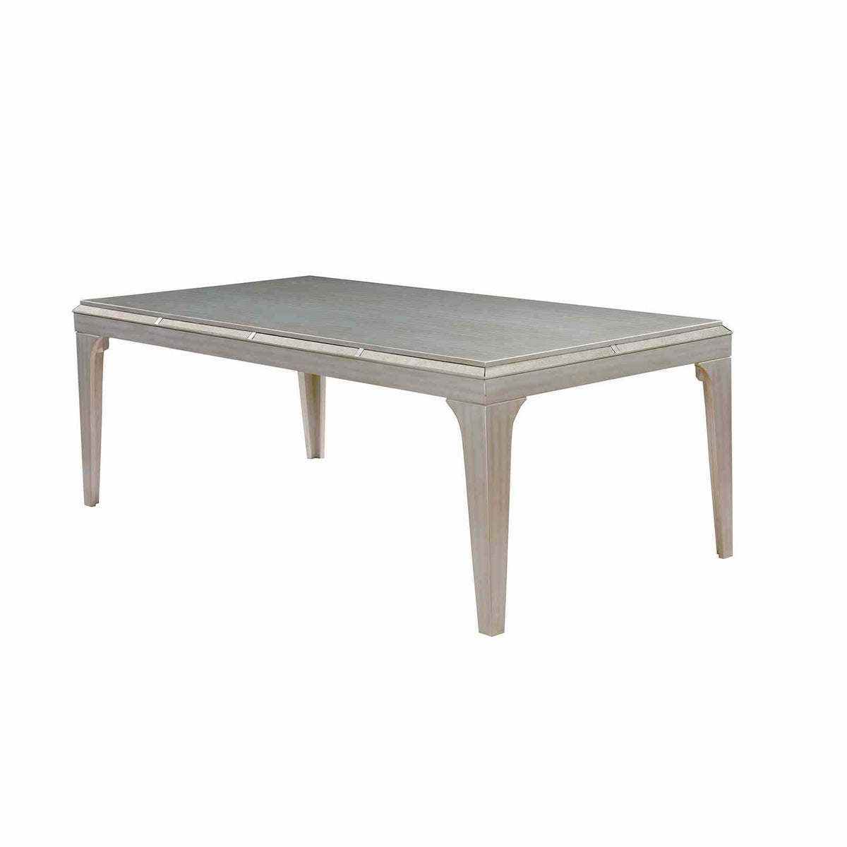 Diocles Transitional 84" Dining Table, Sets & Bench - Antique Mirror Inserts & Button Tufted Nailhead Chairs in Silver Gray – Gray & Silver, view 4