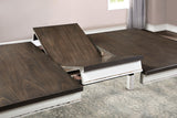 Halsey Rustic Two-Tone Dining Collection - Butterfly Leaf Table, Chairs & Wine Rack Server in Weathered White & Dark Walnut – White & Brown, view 4