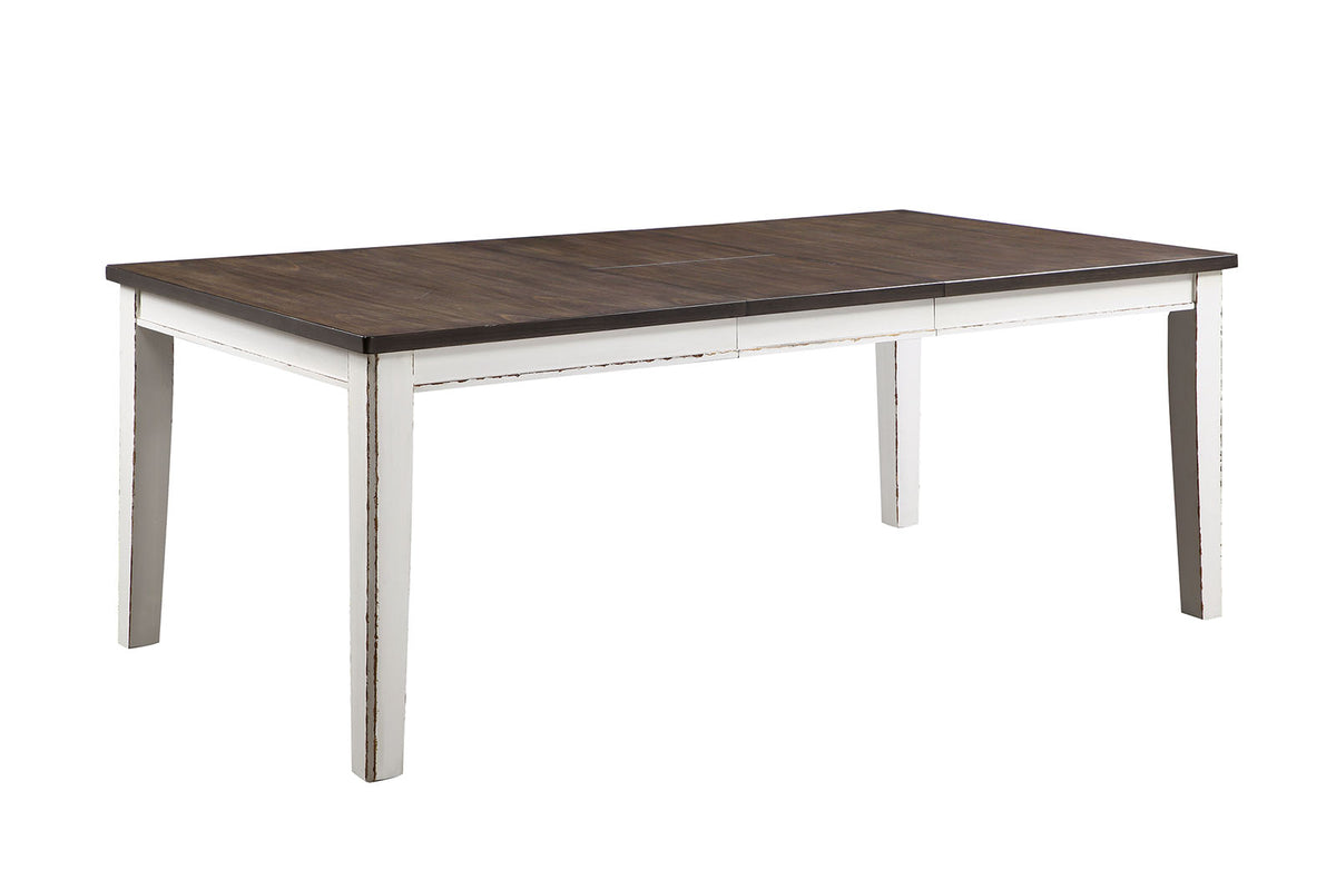 Halsey Rustic Two-Tone Dining Collection - Butterfly Leaf Table, Chairs & Wine Rack Server in Weathered White & Dark Walnut – White & Brown, view 6