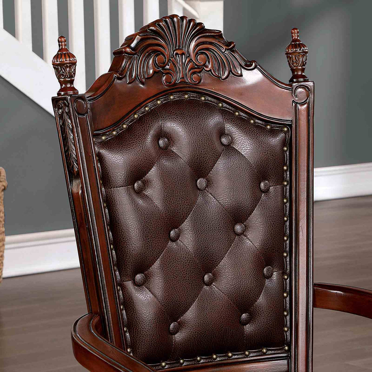 Canyonville Traditional Dining Collection - 120" Extendable Double Pedestal Table, Chairs & Hutch in Brown Cherry – Brown, view 4