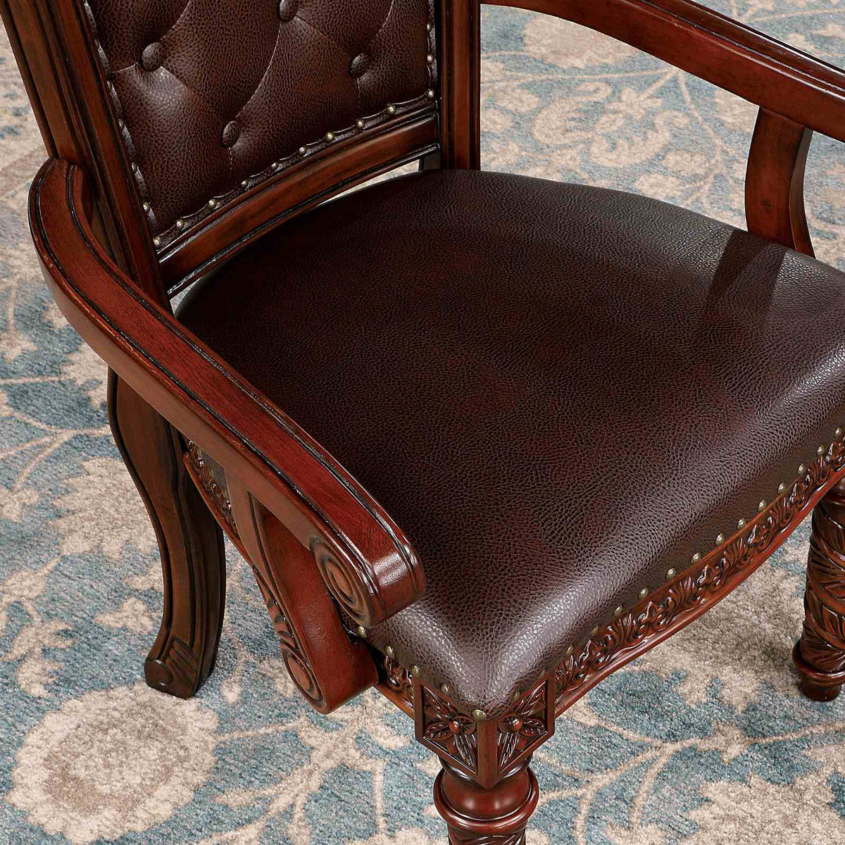 Canyonville Traditional Dining Collection - 120" Extendable Double Pedestal Table, Chairs & Hutch in Brown Cherry – Brown, view 5