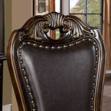 Lombardy Traditional 112" Extendable Trestle Dining Collection - Carved Details, Chairs & Hutch in Walnut – Brown, view 6
