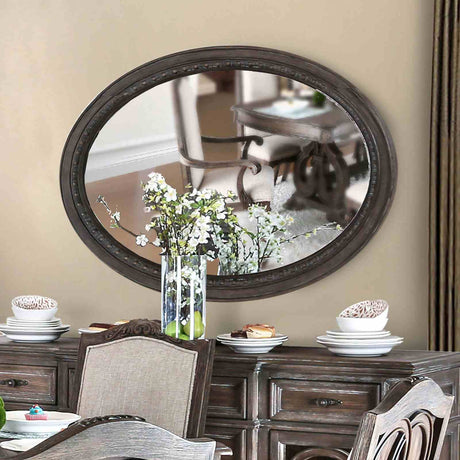 Arcadia Rustic Dining Collection with Wood Inlay - Oval Mirror