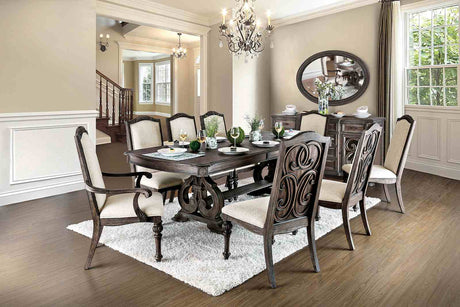 Arcadia Rustic Dining Collection with Wood Inlay - Round & Extendable Tables, Chairs, Server & Oval Mirror in Antique White or Rustic Natural – White & Beige, view 17