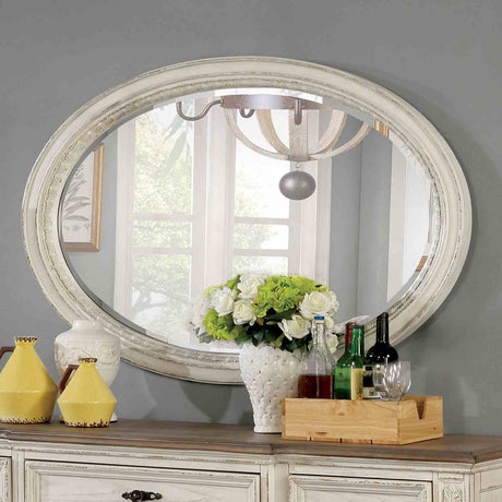 Arcadia Rustic Dining Collection with Wood Inlay - Oval Mirror