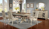 Arcadia Rustic Dining Collection with Wood Inlay - Round & Extendable Tables, Chairs, Server & Oval Mirror in Antique White or Rustic Natural – White & Beige, view 4