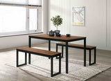 Tripoli Industrial 3-Piece Dining Set with Bench Seating - 