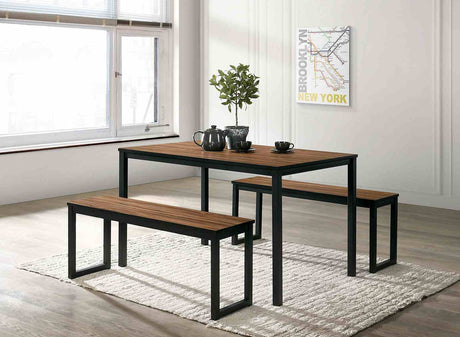 Tripoli Industrial 3-Piece Dining Set with Bench Seating - 