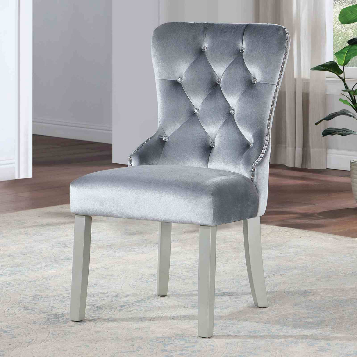 Adalia Glam 90" Extendable Dining Table & Wingback Chairs - 2 Wingback Chairs