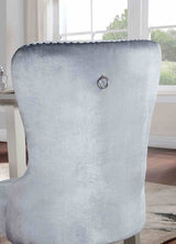 Adalia Glam 90" Extendable Dining Table & Wingback Chairs - Mirror Accents & Silver Finish – Silver & Gray, view 8