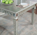 Adalia Glam 90" Extendable Dining Table & Wingback Chairs - Mirror Accents & Silver Finish – Silver & Gray, view 3