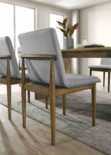 St Gallen Mid-Century Modern 72" Dining Table & 7-Piece Set - Tapered Legs in Natural Tone & Light Gray – Natural & Gray, view 5