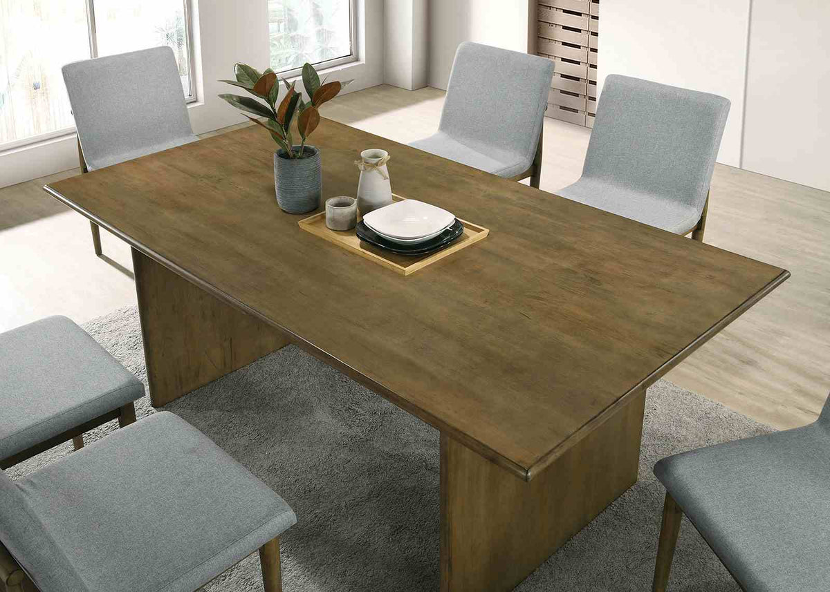 St Gallen Mid-Century Modern 72" Dining Table & 7-Piece Set - Tapered Legs in Natural Tone & Light Gray – Natural & Gray, view 3