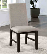 Umbria Transitional 72" Dining Table & 7-Piece Set - Pleated Back Upholstered Chairs in Antique Black & Gray – Black & Gray, view 3