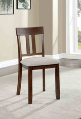 Medford Transitional 7-Piece Dining Set - 60" Rectangular Table & Padded Chairs in Walnut & Beige – Brown & Beige, view 3