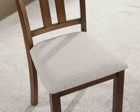 Medford Transitional 7-Piece Dining Set - 60" Rectangular Table & Padded Chairs in Walnut & Beige – Brown & Beige, view 4