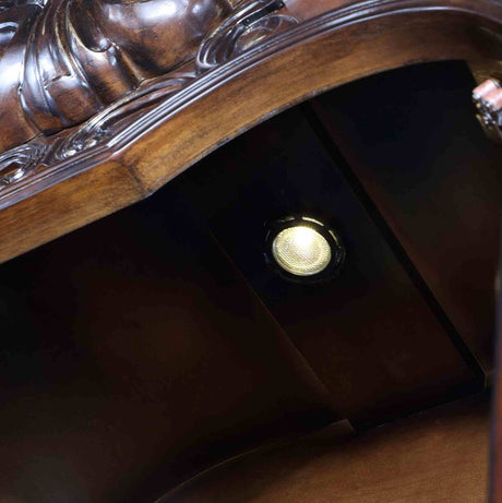 Nouvelle Traditional Dining Collection - 95" Extendable Table, Tufted Chairs & Hutch Buffet in Brown Cherry – Brown, view 10