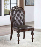 Nouvelle Traditional Dining Collection - 95" Extendable Table, Tufted Chairs & Hutch Buffet in Brown Cherry – Brown, view 5