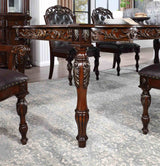 Nouvelle Traditional Dining Collection - 95" Extendable Table, Tufted Chairs & Hutch Buffet in Brown Cherry – Brown, view 4