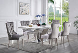 Valdevers Glam 78" Faux Marble Dining Table & Set - 5pcs- Table + 4 Gray Wingback Chairs